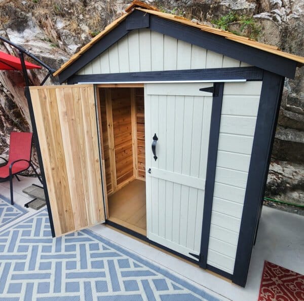 6×4 Western Red Cedar – SpaceMaster Shed – Double Door Storage Kit 6 sm64 door open