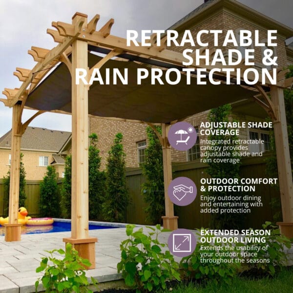 Breeze Pergola & Retractable Canopy – Kit 5 Breeze Pergola Western Red Cedar Shed Kit Outdoor Living Today Cedar Pergola and Canopy Kits 8