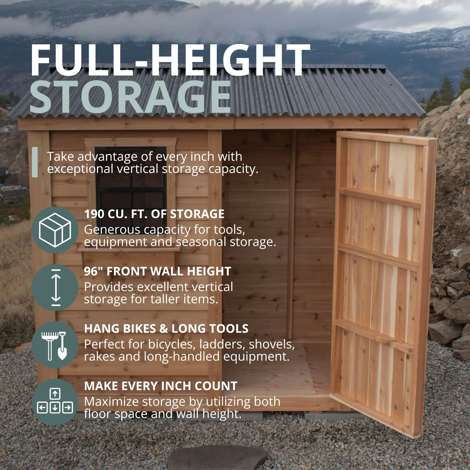8×4 Cedar Shed – SpaceSaver Single Door Lean-To Storage Kit