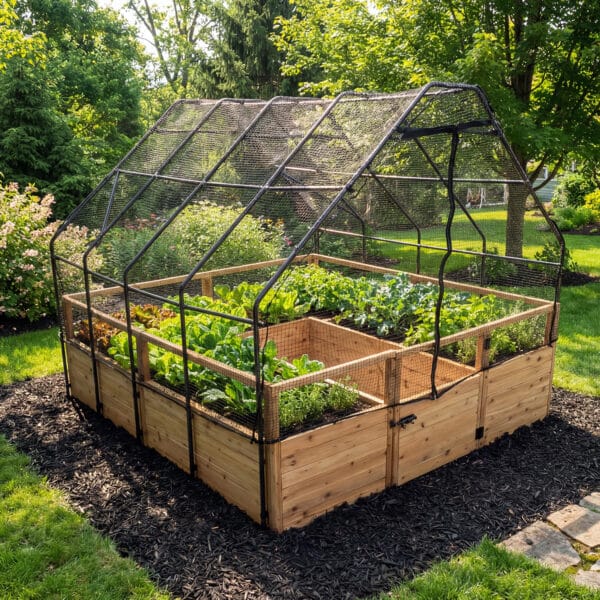 Raised Cedar Garden Bed | 8 ft × 8 ft 4 Birdnetting Kit Raised Garden Bed 8x8 Western Red Cedar Outdoor Living Today Garden Kit 31