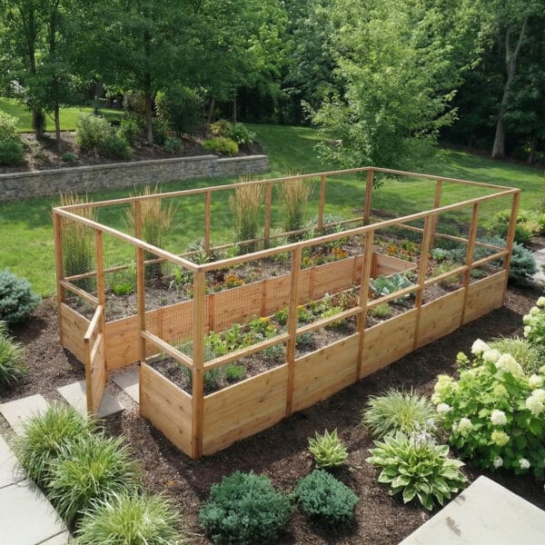 Raised Garden Bed 8x16 Western Red Cedar Gardening Kit Deer Fence Kit Outdoor Living Today Raised Garden Bed 2