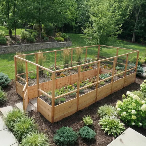 Raised Garden Bed 8x16 Western Red Cedar Gardening Kit Deer Fence Kit Outdoor Living Today Raised Garden Bed 2