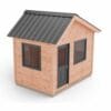Small wooden shed with metal roof