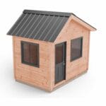 Small wooden shed with metal roof