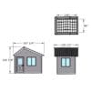 Shed design with dimensions and views.