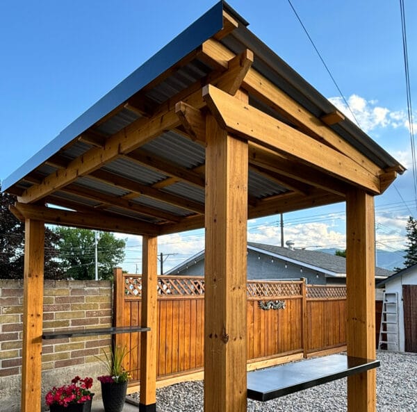 8x5 – Western Red Cedar – Grill Gazebo – Outdoor BBQ Shelter with Shelves 5 Wooden gazebo with metal roof