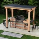 Outdoor BBQ shelter with seating area