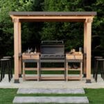 Outdoor BBQ shelter with seating area