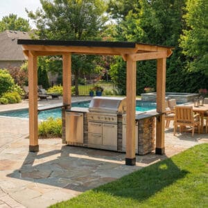 8x5 – Western Red Cedar – Grill Gazebo – Outdoor BBQ Shelter with Shelves