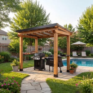 8x5 – Western Red Cedar – Grill Gazebo – Outdoor BBQ Shelter with Shelves