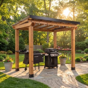 8x5 – Western Red Cedar – Grill Gazebo – Outdoor BBQ Shelter with Shelves