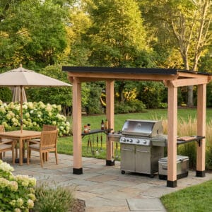 8x5 – Western Red Cedar – Grill Gazebo – Outdoor BBQ Shelter with Shelves