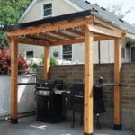 Wooden gazebo with grilling station