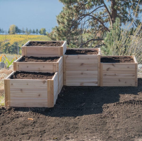 5.5×2 L-Shaped Tiered Raised Garden Bed – DIY Kit 12 5.5×2 Tiered L Shaped Garden Bed – Western Red Cedar Kit 12