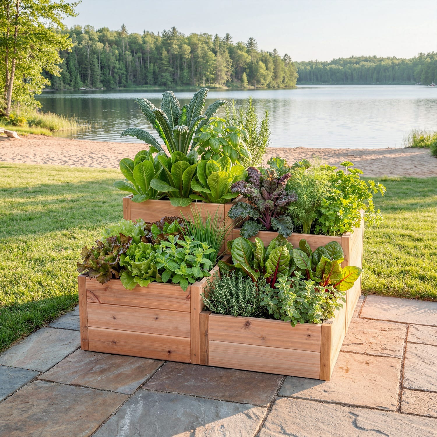 Tiered Cedar Corner Garden Bed | 3.5 ft × 4 ft