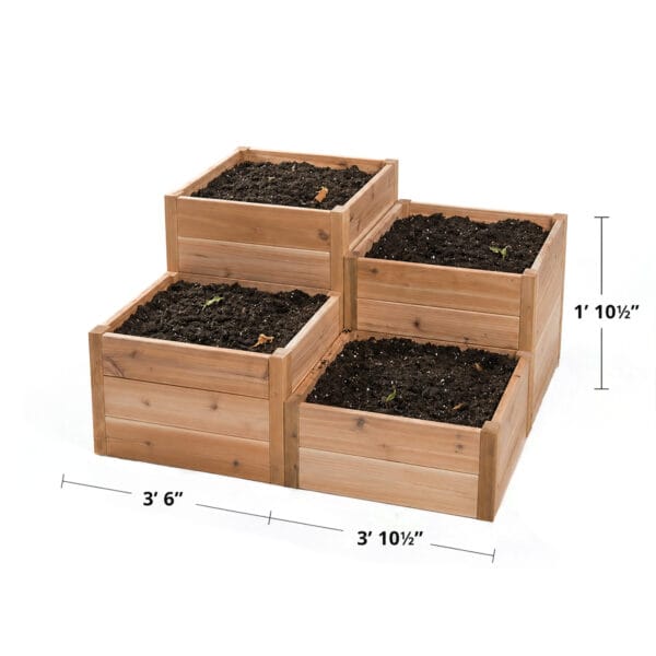 3.5×4 Tiered Raised Garden Bed – Western Red Cedar Corner Kit 40