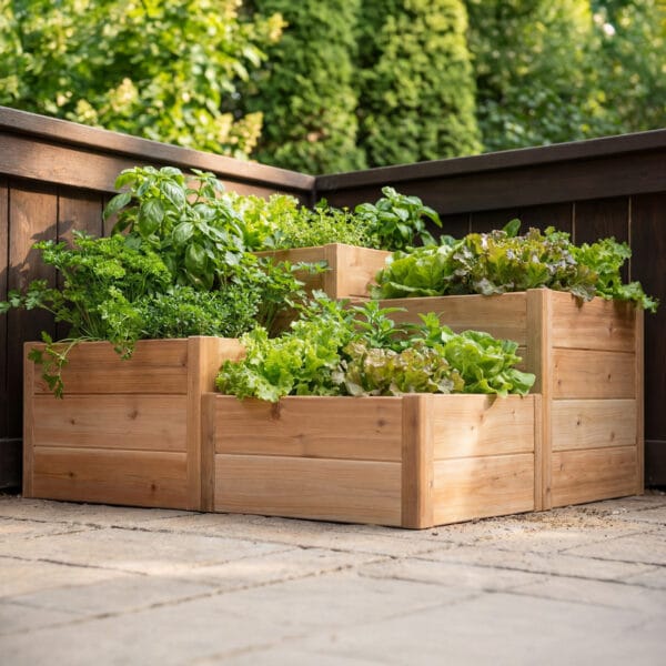 3.5×4 Tiered Raised Garden Bed – Western Red Cedar Corner Kit 42
