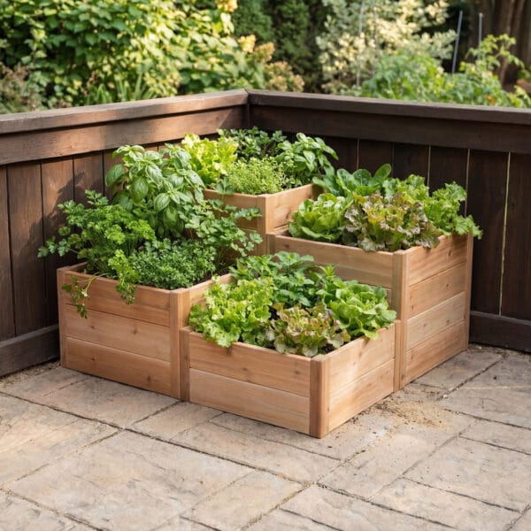 3.5×4 Tiered Raised Garden Bed – Western Red Cedar Corner Kit 44