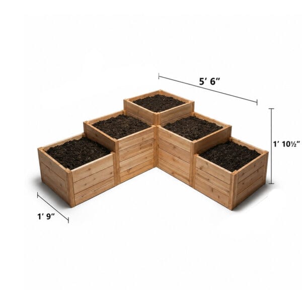 5.5×2 L Shaped Tiered – DIY Kit Western Red Cedar Gardening Outdoor Living Today Raised Garden Bed 20