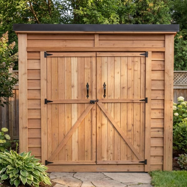 8×4 Cedar Shed - SpaceSaver Double Door – Lean-To Storage Kit 21 Garden Saver Space Saver 8x4 ft Cedar Shed Double Door Outdoor Living Today Western Red Cedar Shed 4