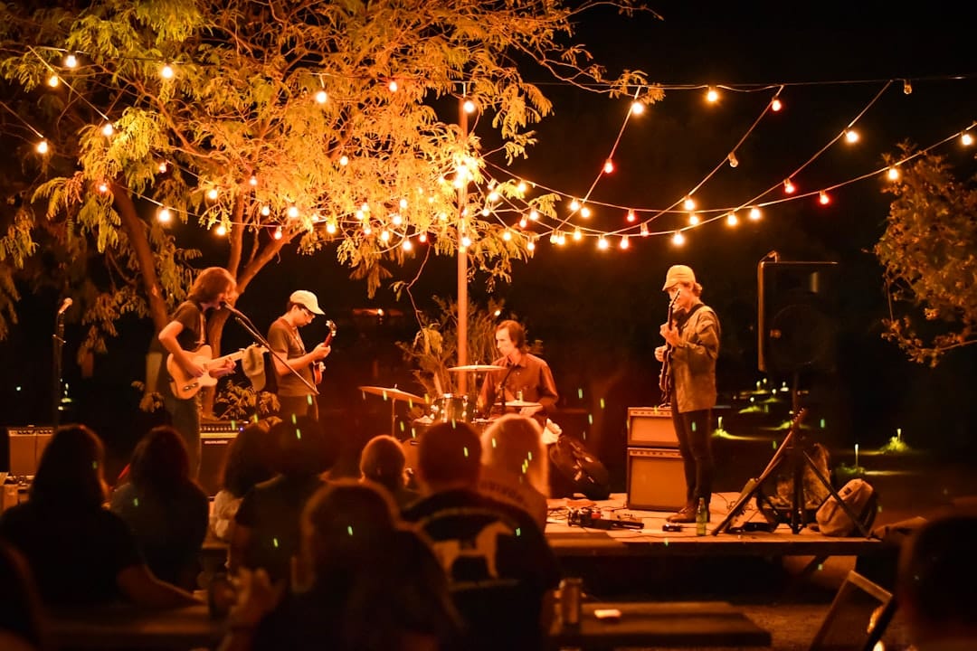 people gathering on concert during night time