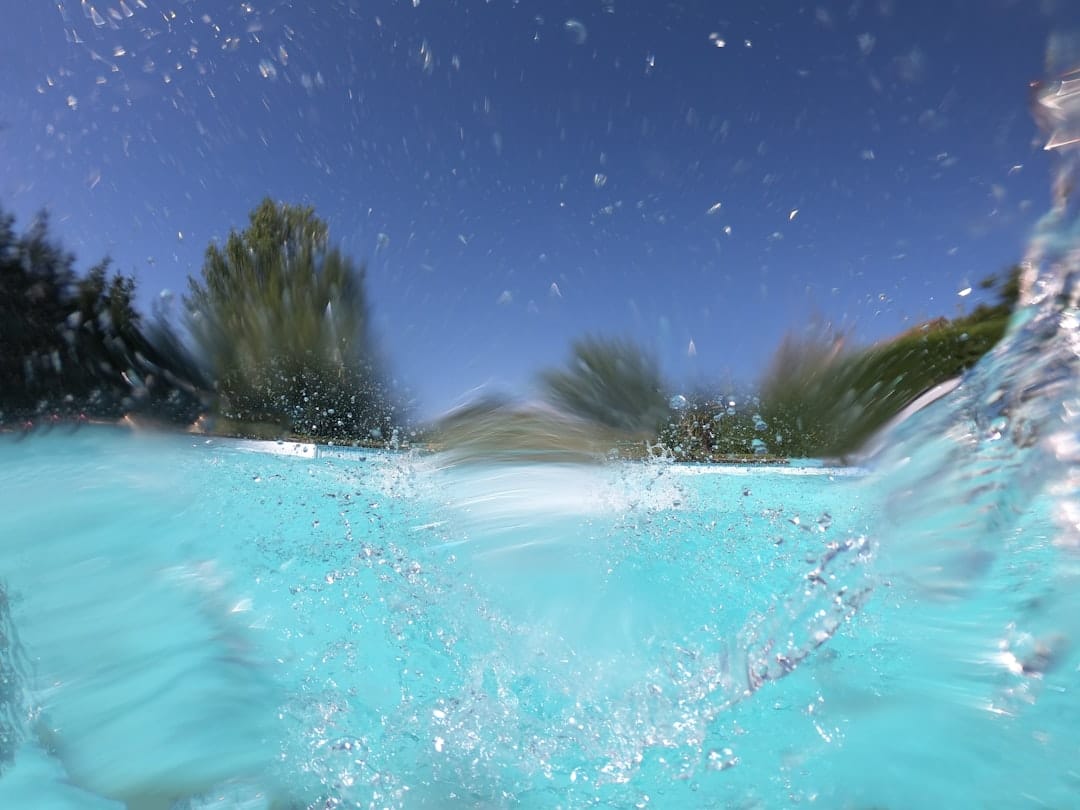 Photo by Droneviews FR a view of a body of water with trees in the background